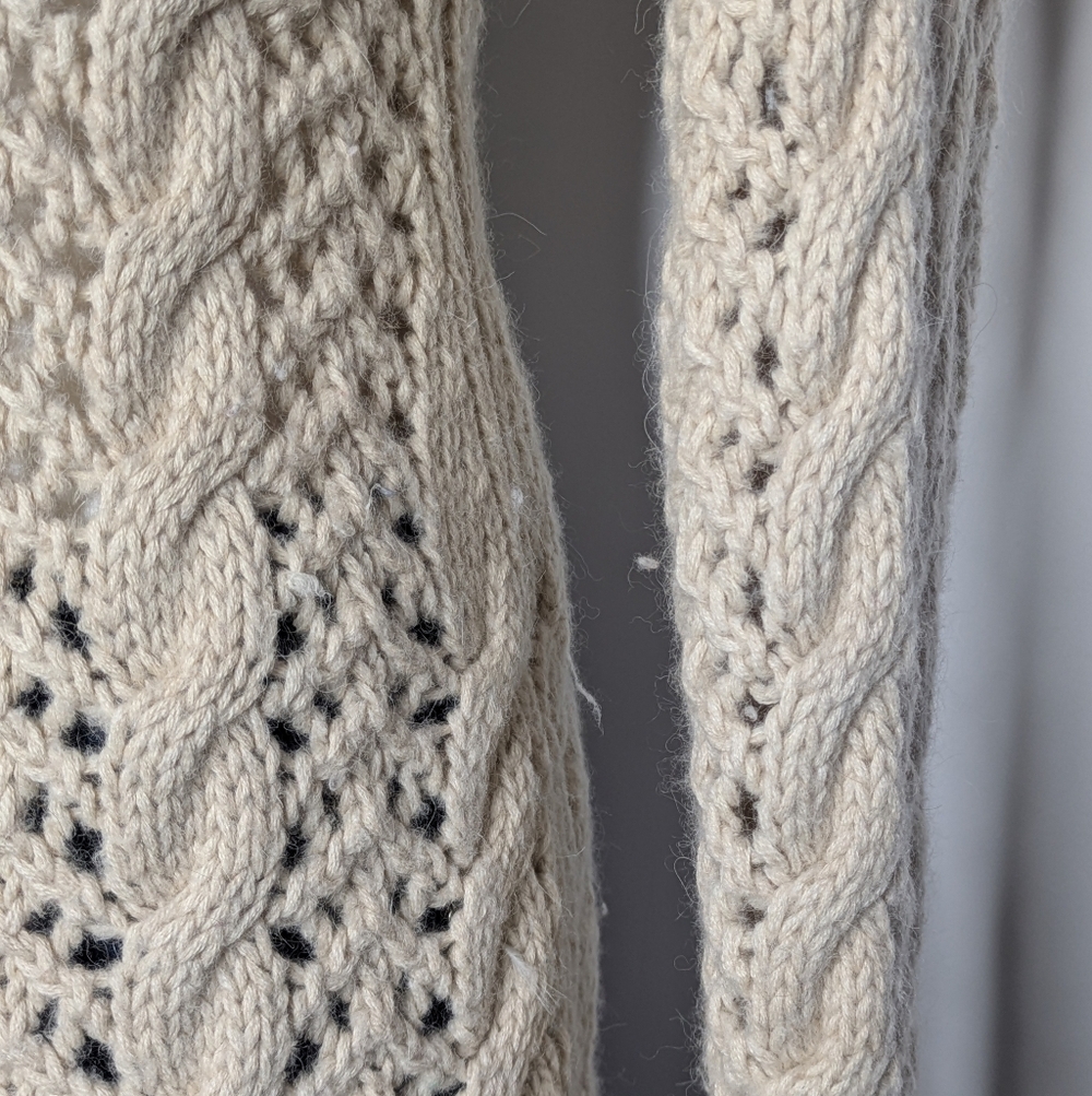 Aeve Light Tan Open Knit Alpaca & Wool Long Sleeve Turtleneck Sweater M - Picture 3 of 7